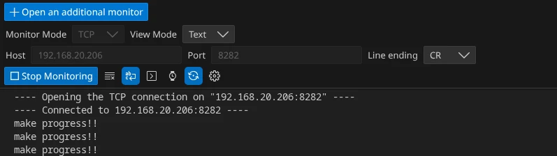 Serial output from Pico monitored from VS Code over the network