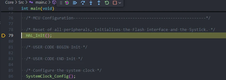 Screenshot of the Cortex-Debug extension running in VS Code connected to microcontroller via GDB server.