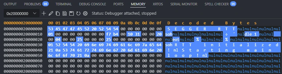 RTT initialized in RAM